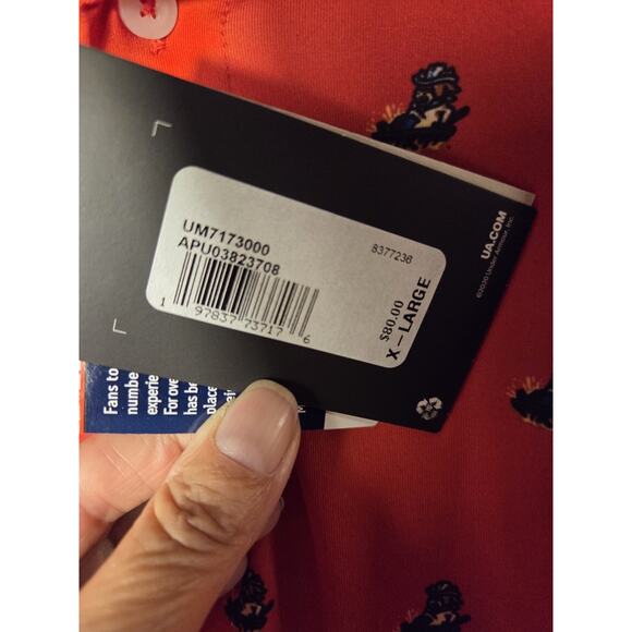 Under Armour Mens Size L Polo Amarillo Sod Poodles Red All Over Print New W Tags - Picture 4 of 10